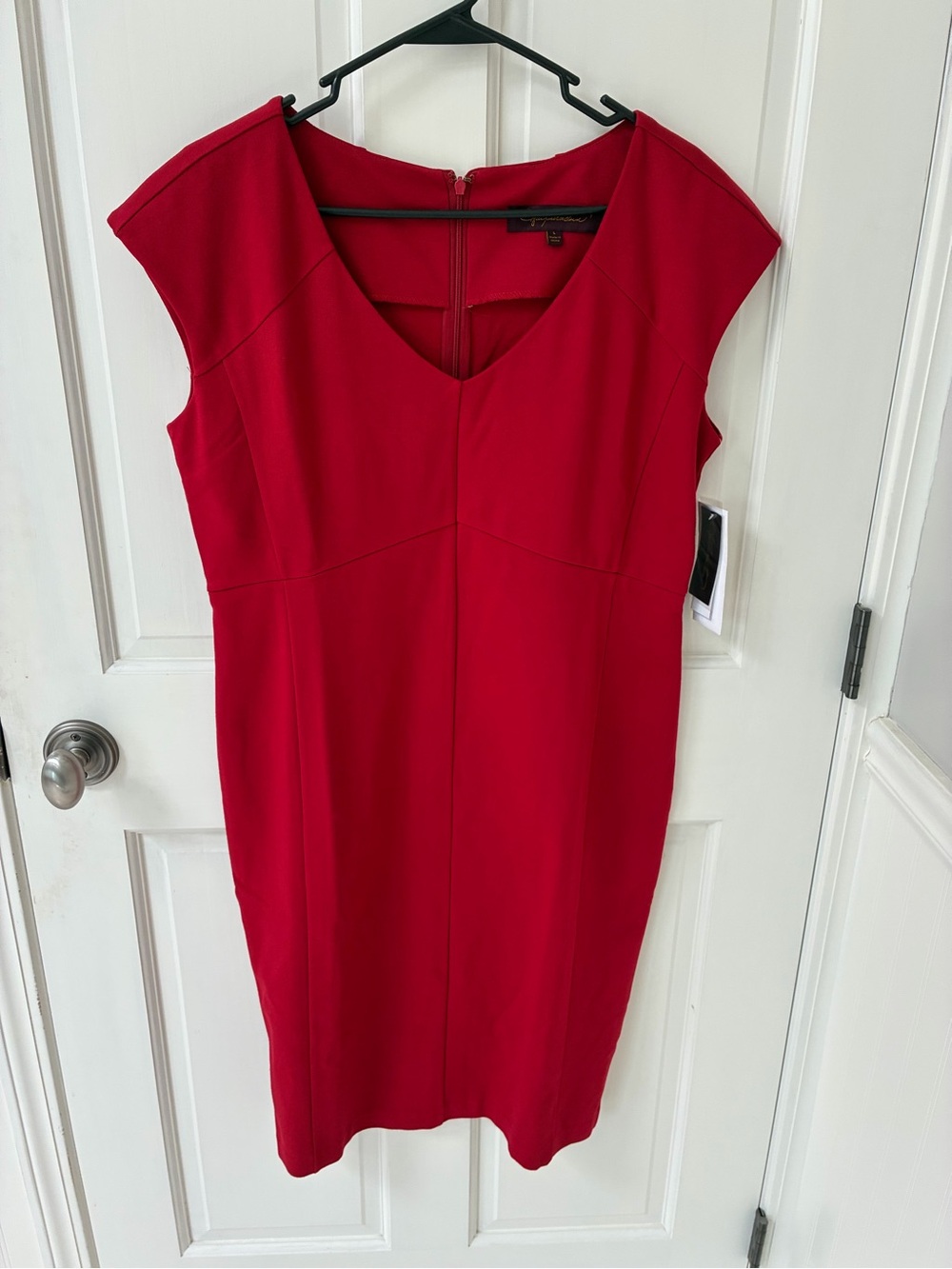 NWT Hal Rubenstein Heritage Crimson V-Neck Midi Sheath Dress L